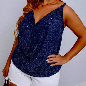 Glitter Draped Cami| 1XL 💙| Sleeveless & backless. Dress it up or down
